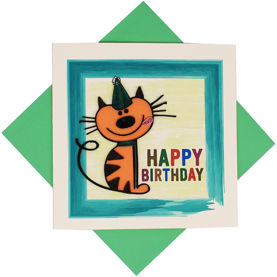 Quilled Cat Birthday Card